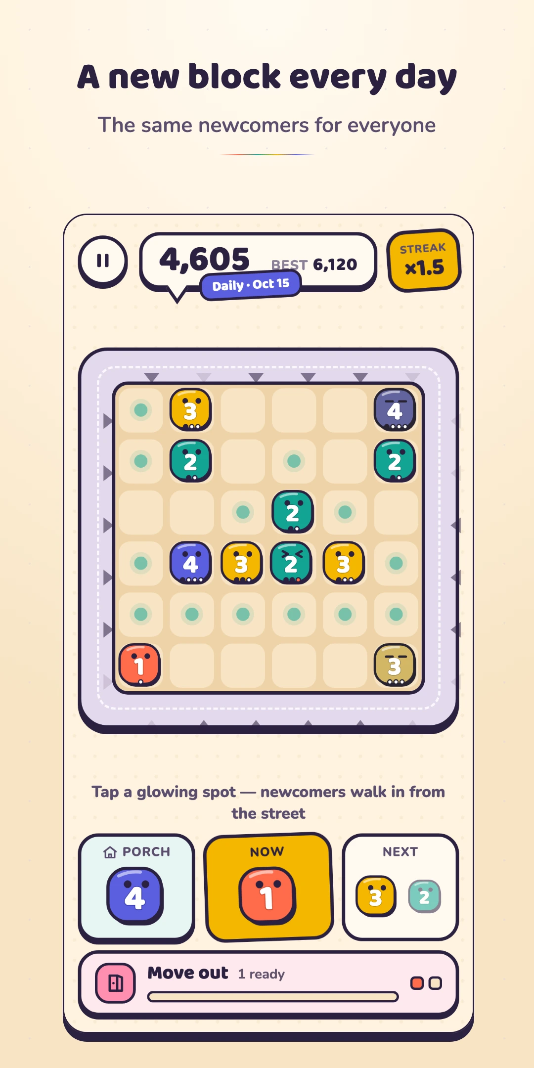 Official Numbors Daily Block screenshot with the same daily newcomers for everyone.